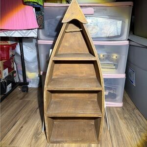 Rustic White & Brown Wooden Boat Shelf